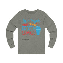 Load image into Gallery viewer, Lift Weights and Protein Shakes Long Sleeve Tee